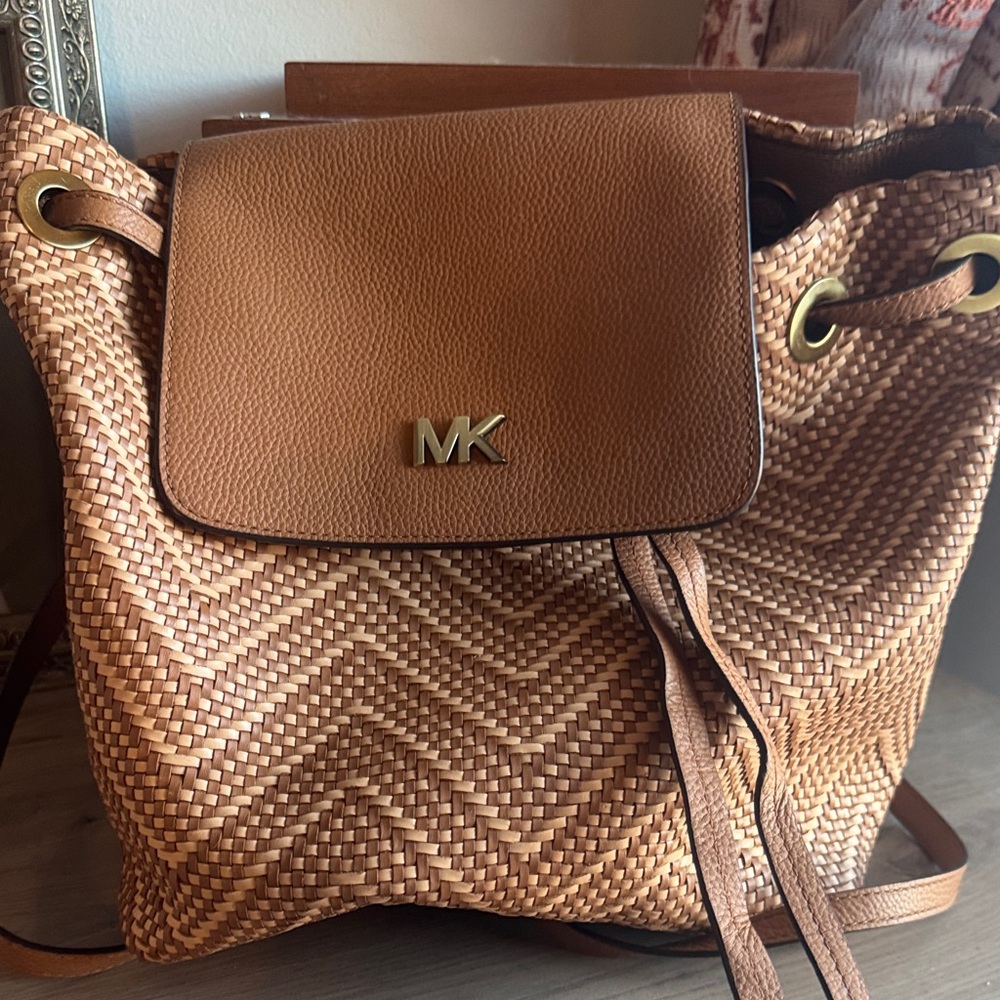 Michael Kors Brown Woven Junie Backpack